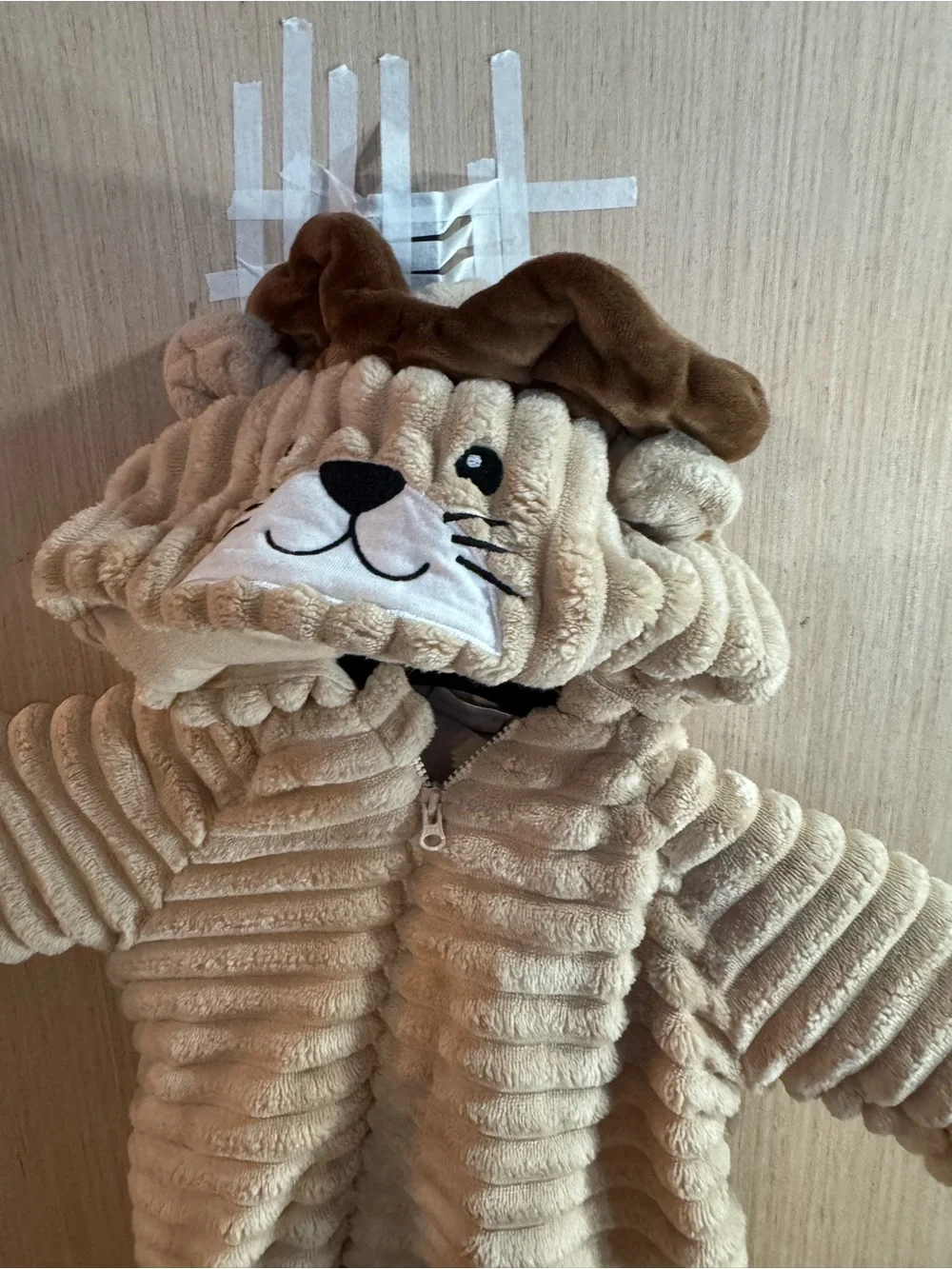 Koala baby Plush Corded Lion Infant One-Piece Romper Costume- Beige Size 6-9 M